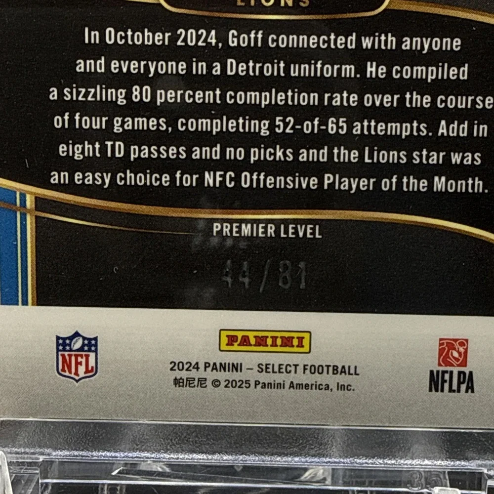 2024 Panini Select - Premier Level Jared Goff #123 Dragon Scale Prizm /81 Lions